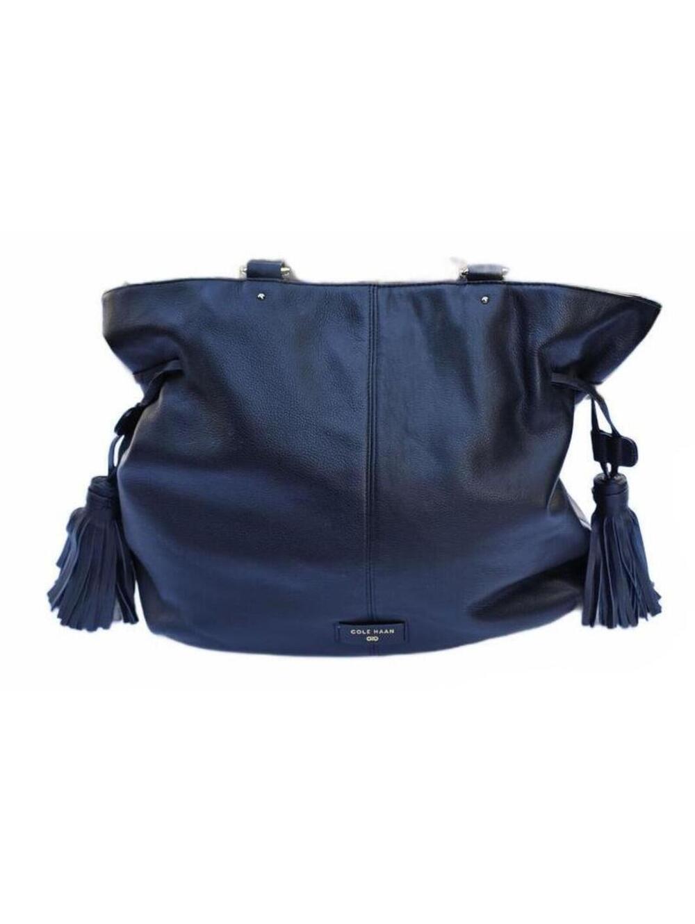 Cole Haan Black Leather Shoulder Bsg With Tassels